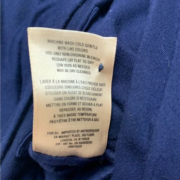 Maeve women's medium Anthropologie Blue Wrap-Style Jumpsuit crop Wide-Leg Pants - Picture 12 of 12